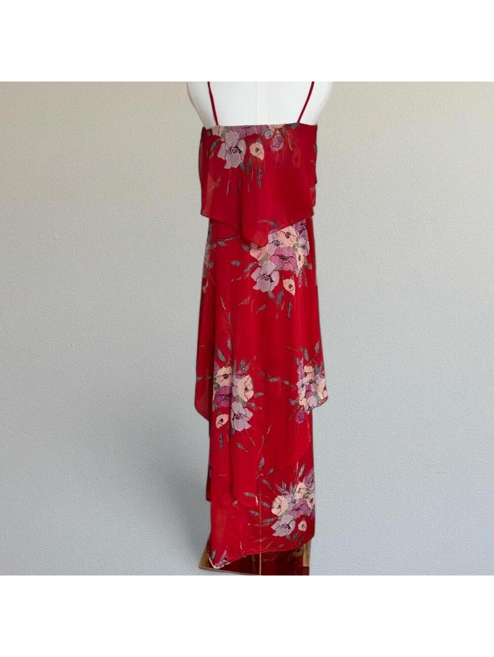 Vintage 70s floral handkerchief maxi dress Sz 3/4 - Picture 4 of 8